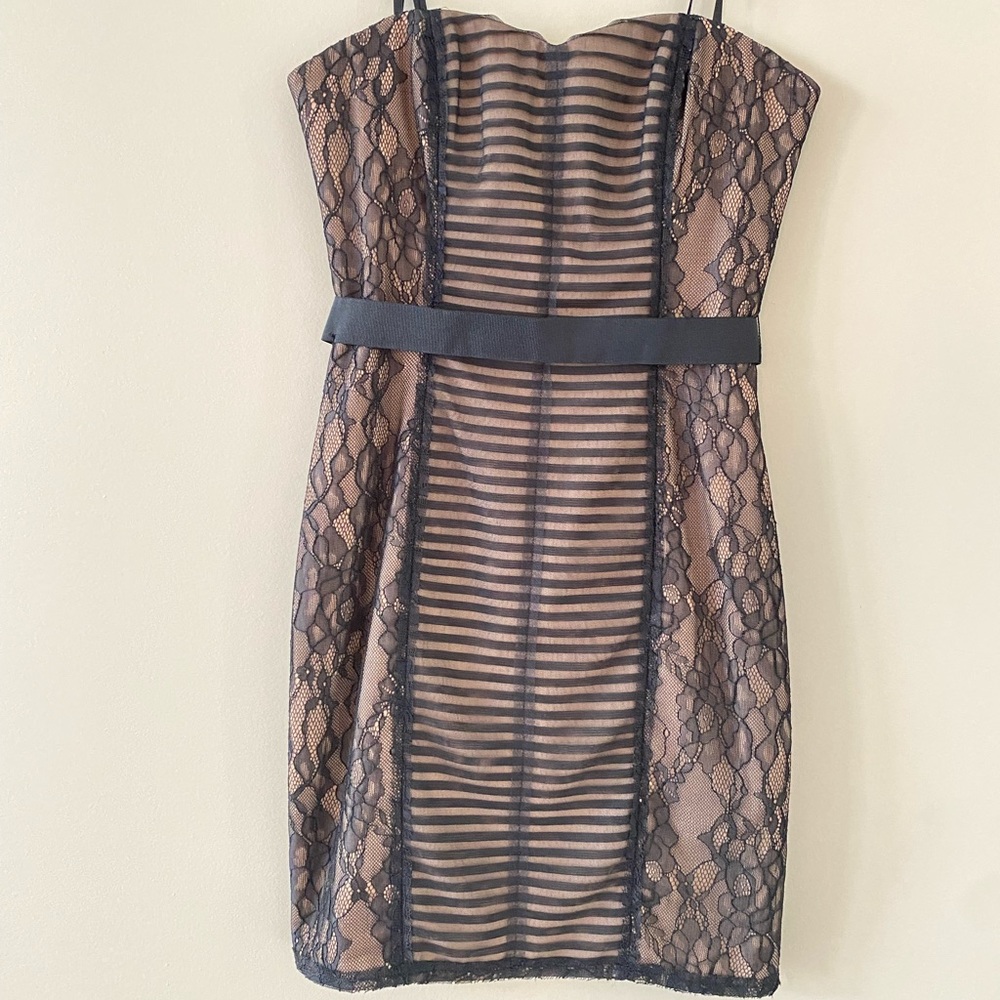 BCBG MAXAZRIA Janna strapless lace dress